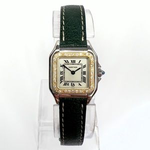 CARTIER PANTHERE 23mm Quartz 2 Tone 0.32TCW DIAMOND Watch Cream Dial